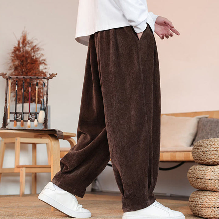 Buddha Stones Casual Solid Color Simple Design Men's Cotton Pants With Pockets - image 5