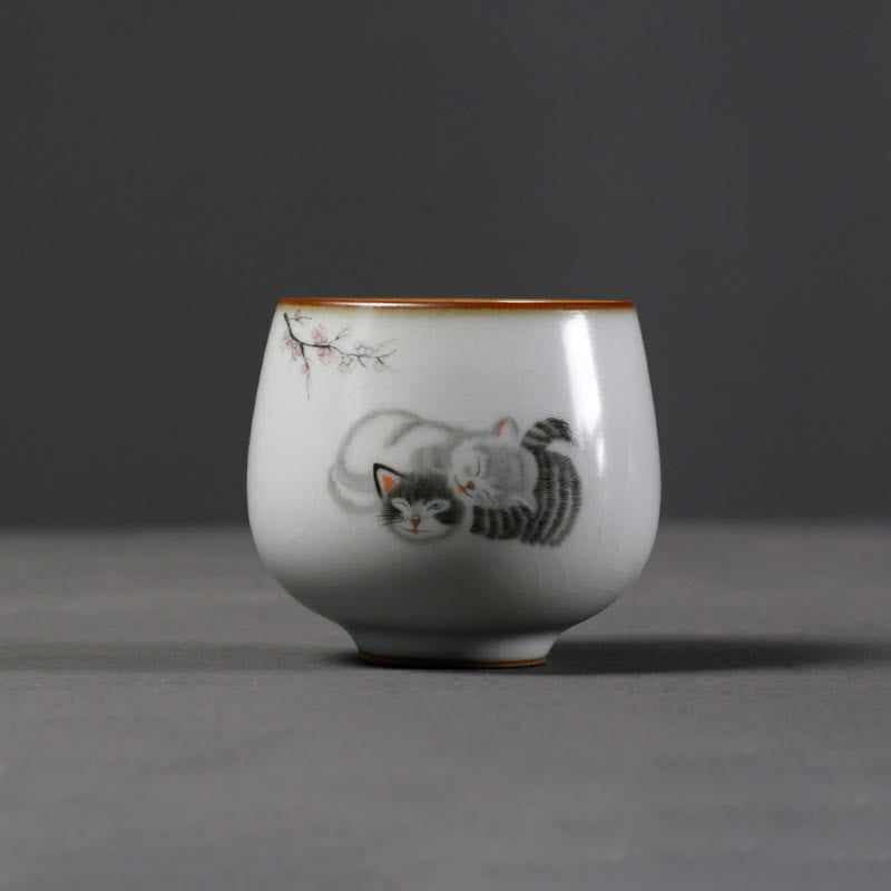 Buddha Stones Cute Cat Branches Teacup Kung Fu Tea Cup With Gift Box - image 8