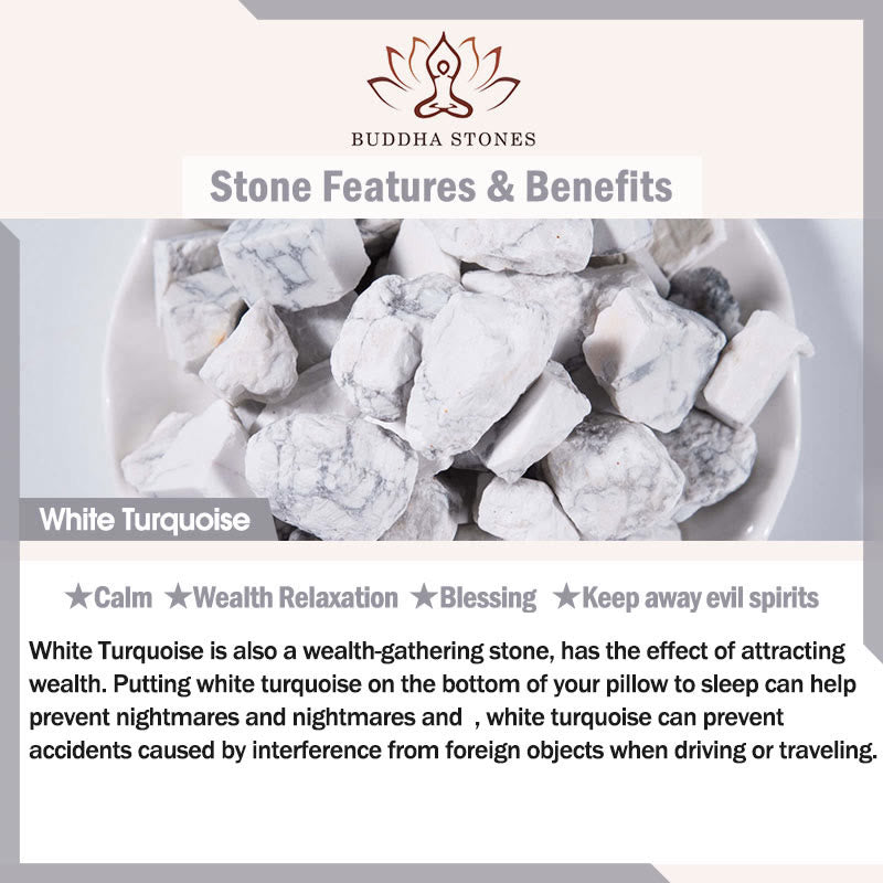 Buddha Stones Natural White Turquoise Turtle Design Wealth Bracelet - image 6
