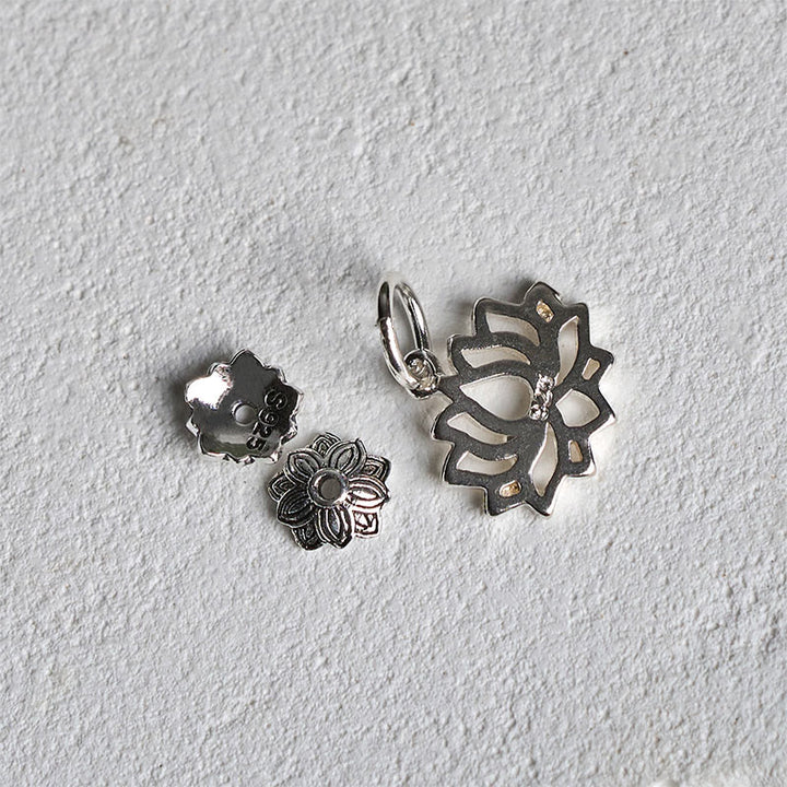 Buddha Stones 925 Sterling Silver Lotus Natural Cyan Jade Luck Bracelet - image 5