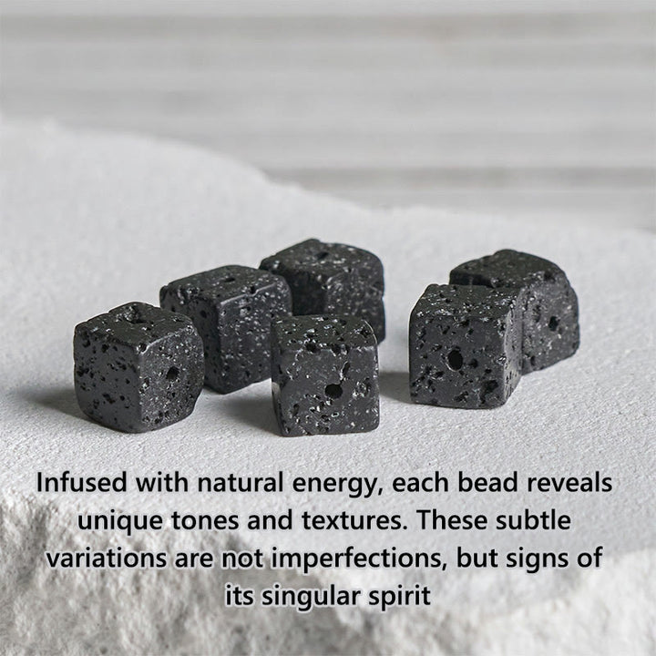 Buddha Stones Natural Frosted Black Onyx Square Lava Rock Fortune Bracelet - image 8