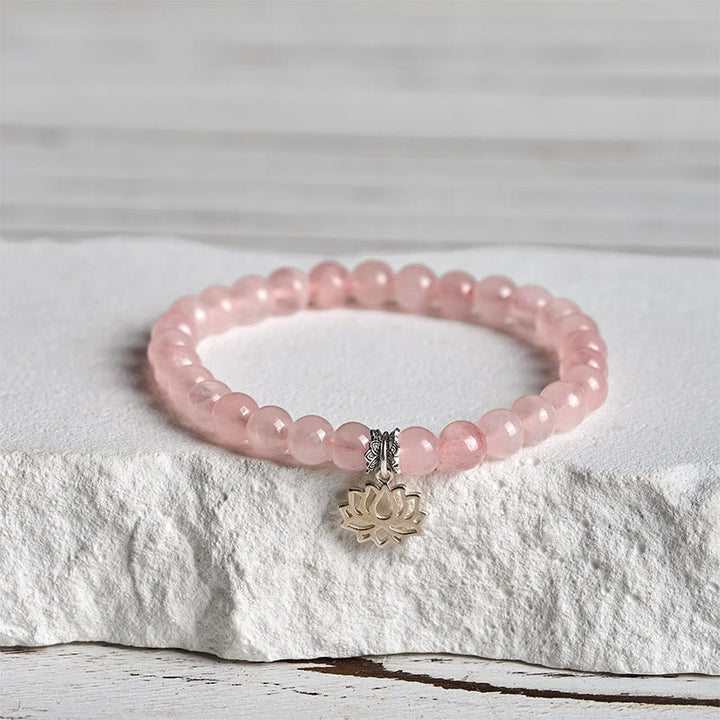 Buddha Stones 925 Sterling Silver Lotus Design Natural Pink Crystal Soothing Bracelet - 20cm - 6mm - image 9