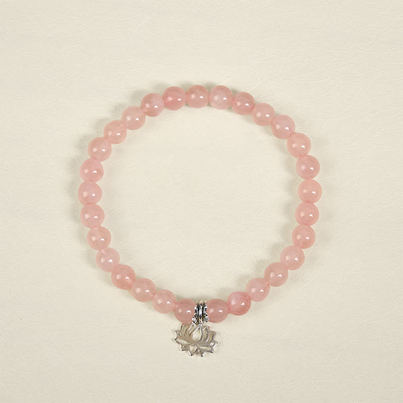 Buddha Stones 925 Sterling Silver Lotus Design Natural Pink Crystal Soothing Bracelet - image 11