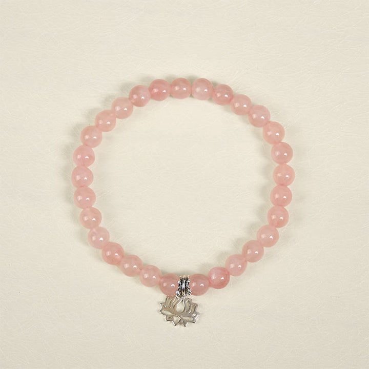 Buddha Stones 925 Sterling Silver Lotus Design Natural Pink Crystal Soothing Bracelet - image 11