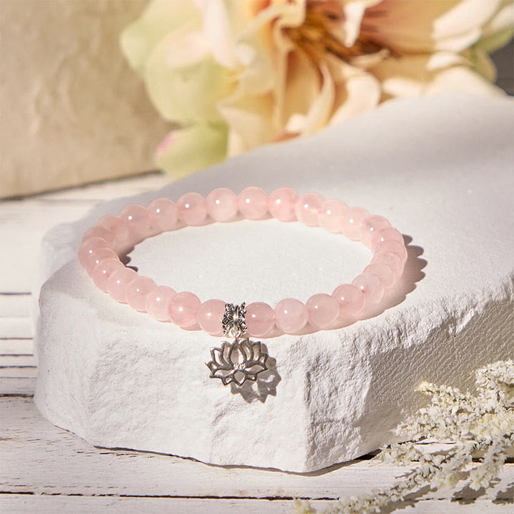 Buddha Stones 925 Sterling Silver Lotus Design Natural Pink Crystal Soothing Bracelet - image 10