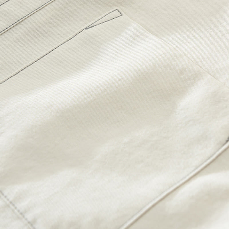 Buddha Stones Commute Buttons Long Sleeve Plain Shirt Men Clothing With Pocket - image 9