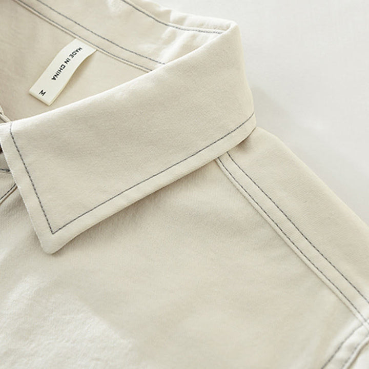 Buddha Stones Commute Buttons Long Sleeve Plain Shirt Men Clothing With Pocket - image 7