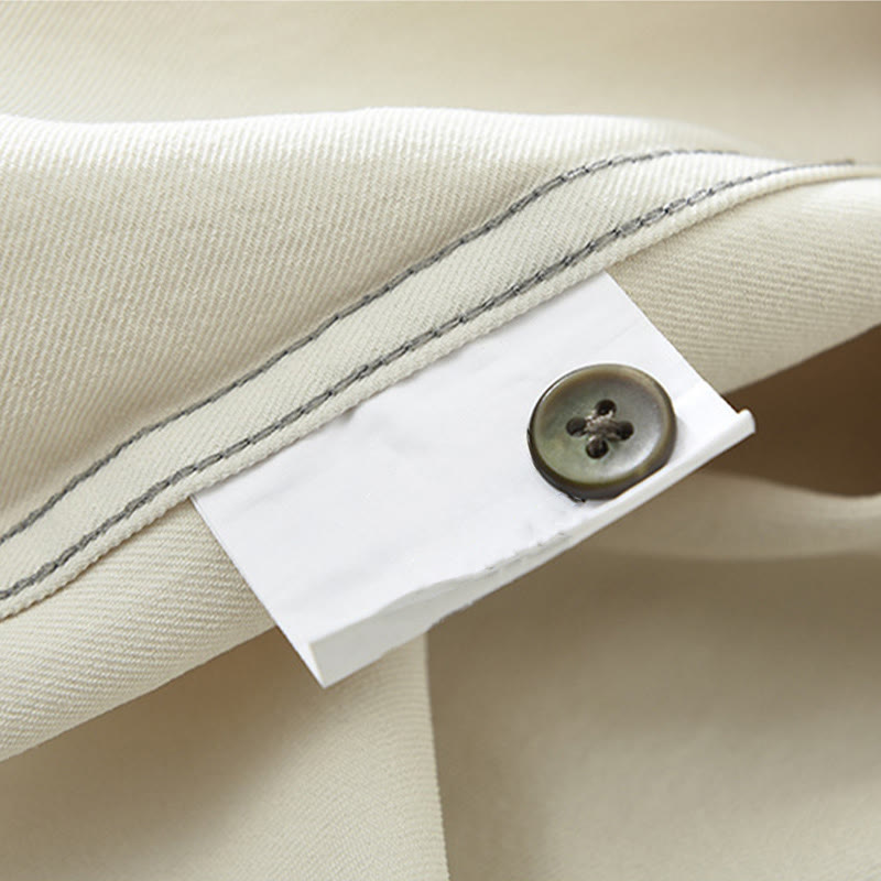 Buddha Stones Commute Buttons Long Sleeve Plain Shirt Men Clothing With Pocket - image 12