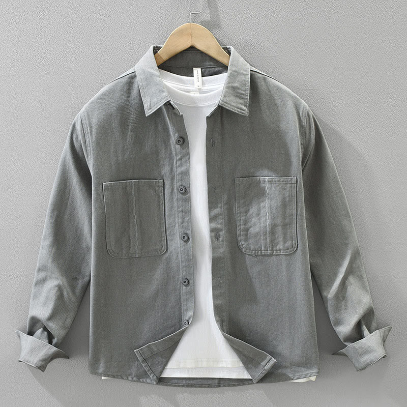 Buddha Stones Spring Commute Buttons Long Sleeve Shirt Men Cotton Clothing With Pockets - DarkGray - US/UK/AU42，EU52 (3XL) - image 14