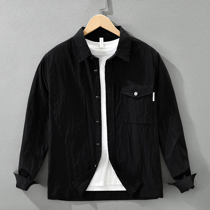 Buddha Stones Daily Long Sleeve Buttons Simple Design Men's Shirt With Pockets - Black - US/UK/AU42，EU52 (3XL) - image 14