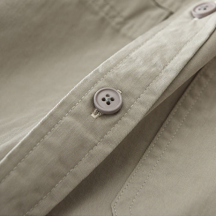 Buddha Stones Daily Plain Buttons Design Men's Long Sleeve Pure Cotton Shirt With Pockets - image 7