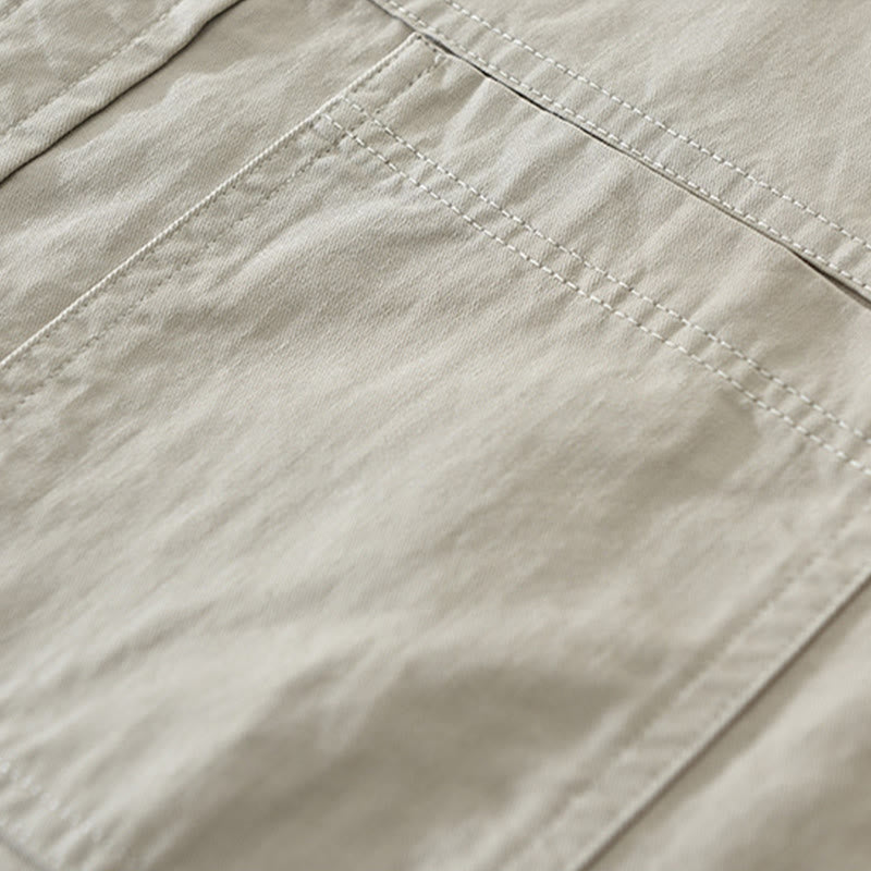 Buddha Stones Daily Plain Buttons Design Men's Long Sleeve Pure Cotton Shirt With Pockets - image 5