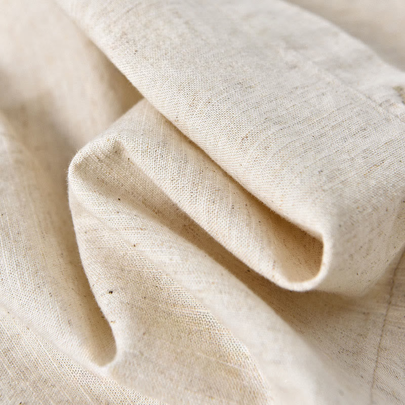 Buddha Stones Men's Spring Pure Color Stand Collar Cotton Linen Long Sleeve Shirt - image 13