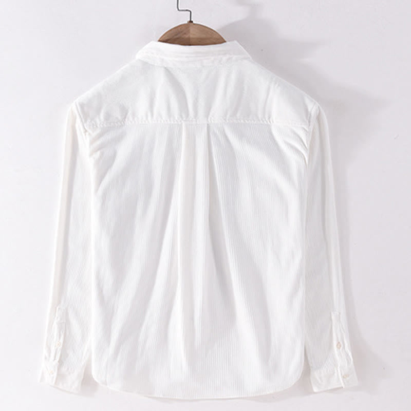 Buddha Stones Spring Plain Simple Buttons Design Corduroy Men's Long Sleeve Jacket With Pockets - image 4