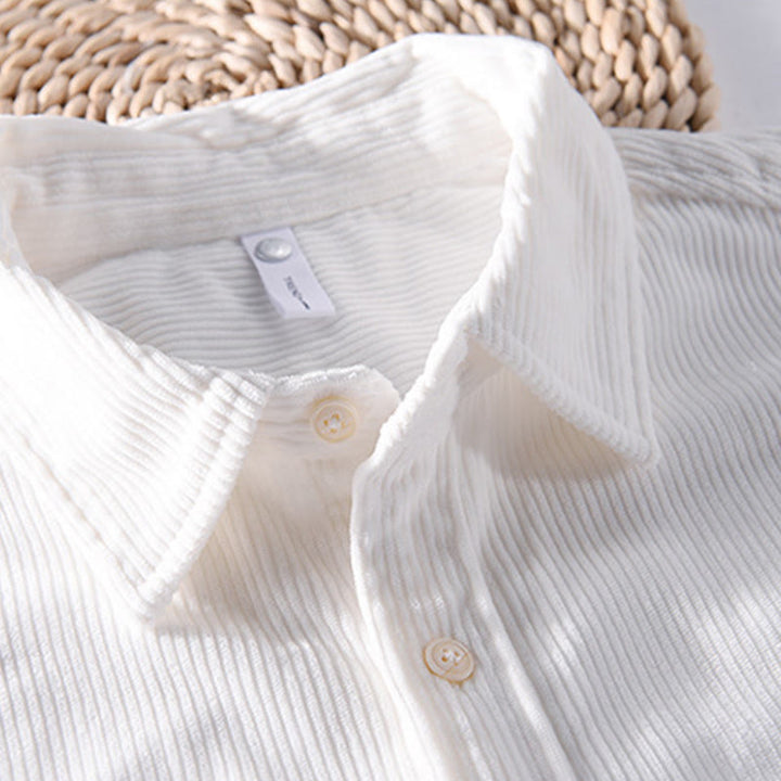 Buddha Stones Spring Plain Simple Buttons Design Corduroy Men's Long Sleeve Jacket With Pockets - image 5