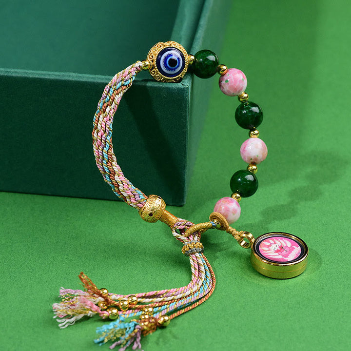 Buddha Stones Tibet Evil Eye Nine Tailed Fox Thangka Keep Away Evil Spirits String Bracelet - Nine-tailed Fox Thangka(Wrist Circumference: 15-23cm) - image 0