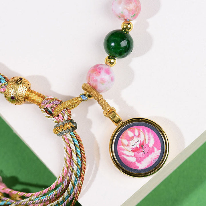 Buddha Stones Tibet Evil Eye Nine Tailed Fox Thangka Keep Away Evil Spirits String Bracelet - image 11