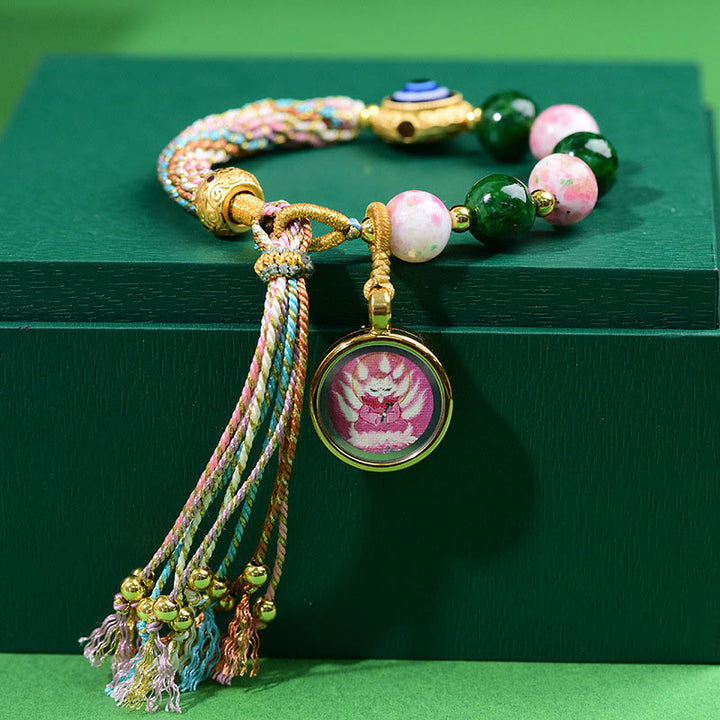 Buddha Stones Tibet Evil Eye Nine Tailed Fox Thangka Keep Away Evil Spirits String Bracelet - image 3