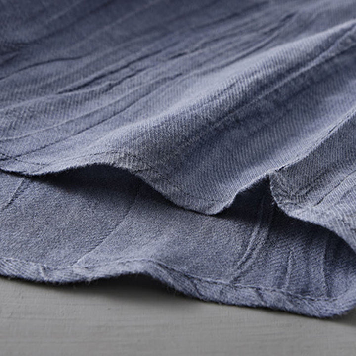 Buddha Stones Solid Long Sleeve Creases Design Buttons Down Ramie Linen Men's Shirts - image 18