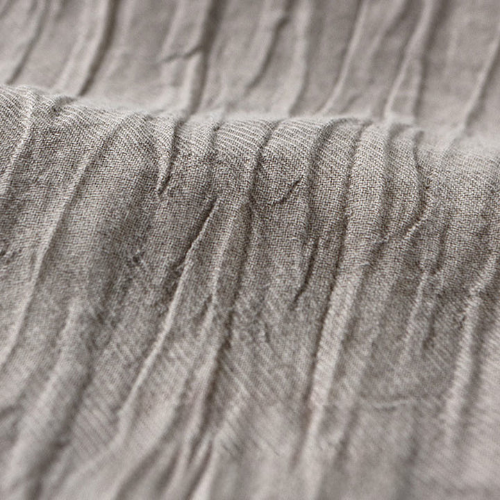 Buddha Stones Solid Long Sleeve Stand Collar Wrinkles Button Down Ramie Linen Men's Shirts - image 18