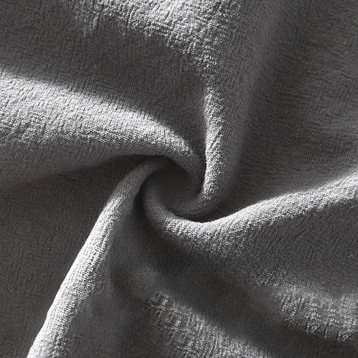 Buddha Stones Spring Fall Solid Long Sleeve Half Button Cotton Men's Shirts - image 12