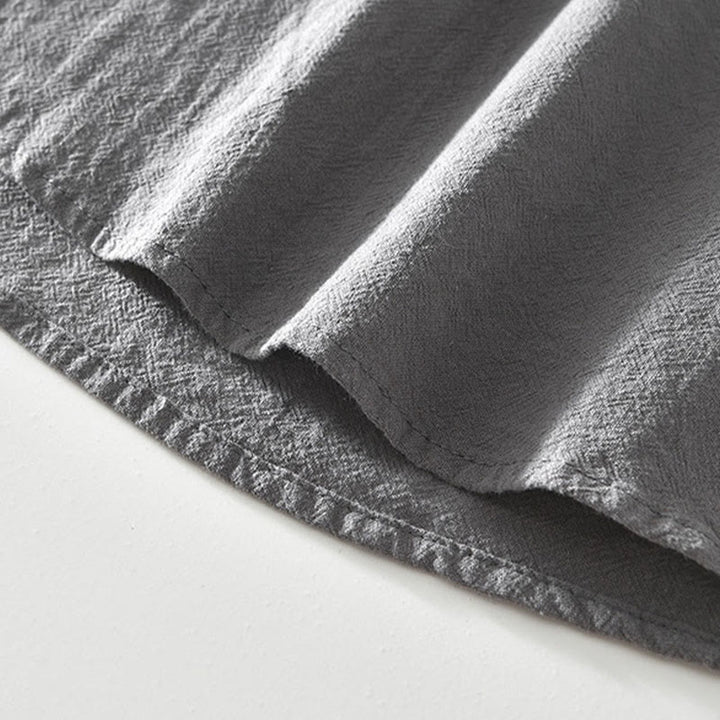 Buddha Stones Spring Fall Solid Long Sleeve Half Button Cotton Men's Shirts - image 11