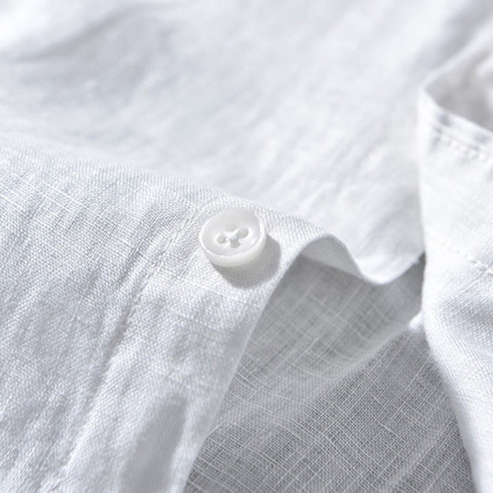 Buddha Stones Simple Fall Long Sleeve Buttons Design Linen Men's Shirts - image 11