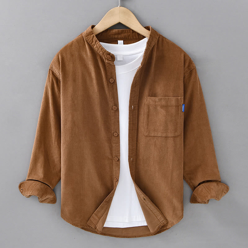 Buddha Stones Plain Button Down Cotton Corduroy Men's Long Sleeve Jacket - Goldenrod - US/UK/AU42，EU52 (3XL) - image 11