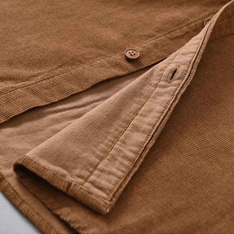 Buddha Stones Plain Button Down Cotton Corduroy Men's Long Sleeve Jacket - image 15