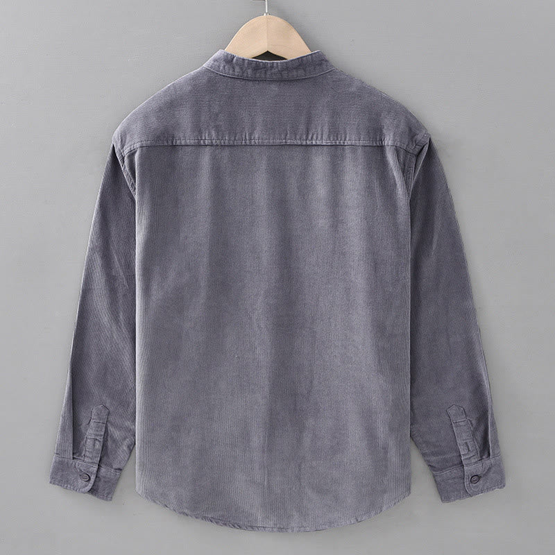 Buddha Stones Plain Button Down Cotton Corduroy Men's Long Sleeve Jacket - image 2