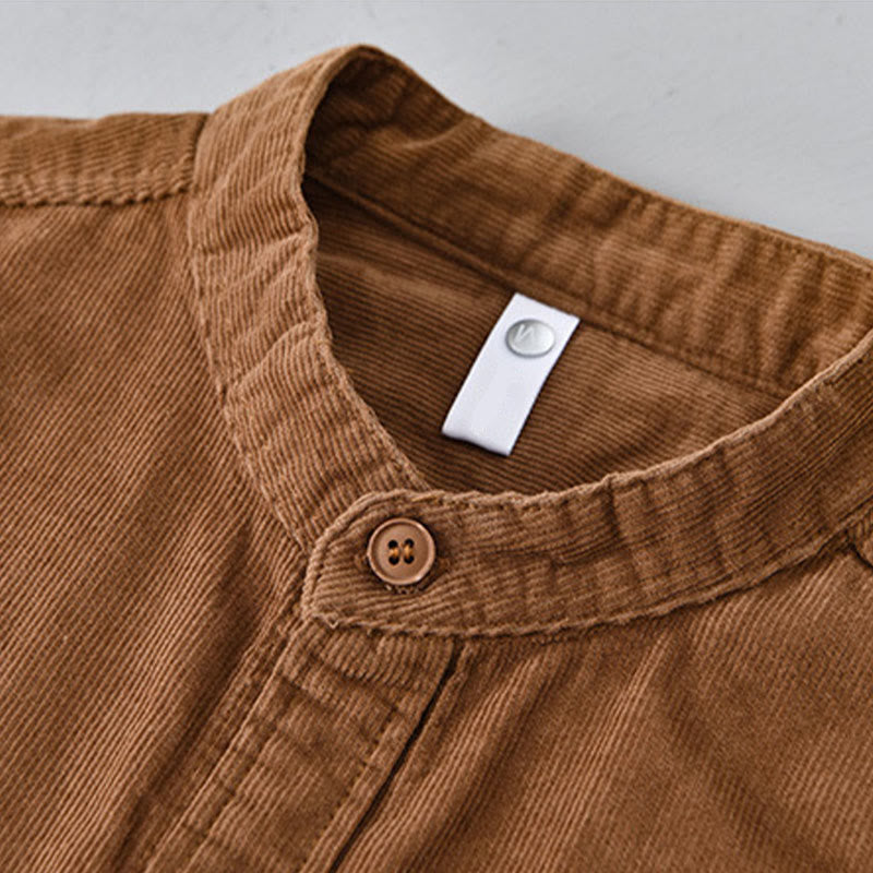 Buddha Stones Plain Button Down Cotton Corduroy Men's Long Sleeve Jacket - image 13