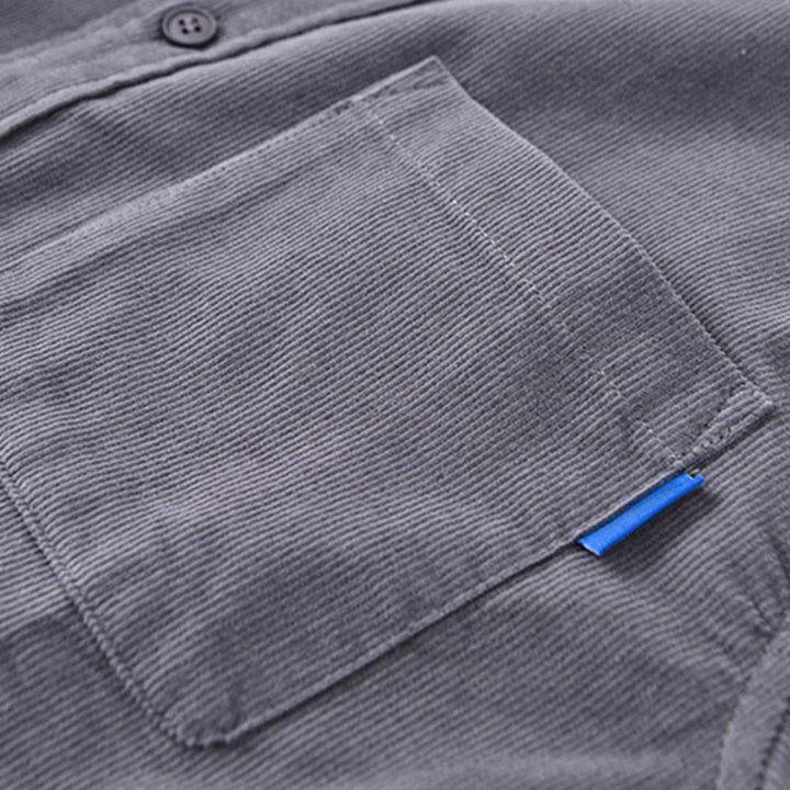 Buddha Stones Plain Button Down Cotton Corduroy Men's Long Sleeve Jacket - image 6