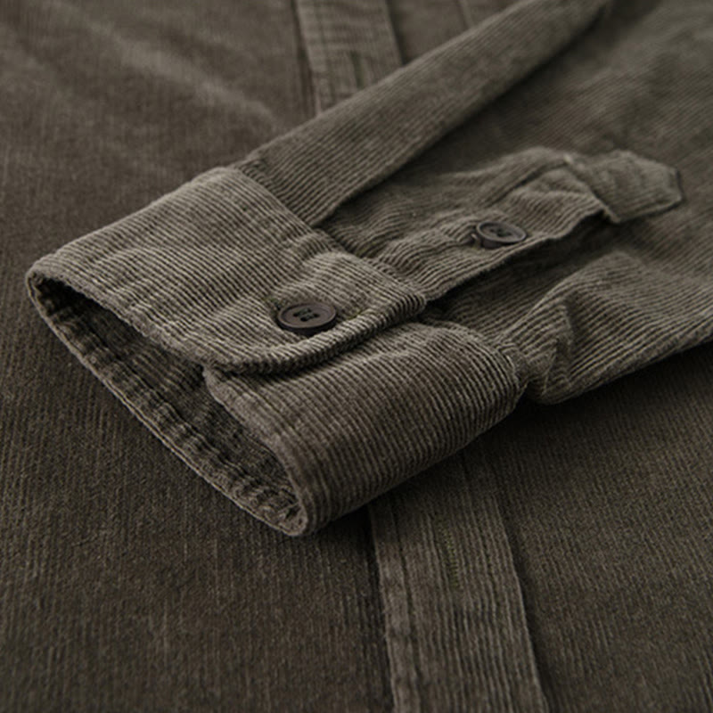 Buddha Stones Plain Button Down Cotton Corduroy Men's Long Sleeve Jacket - image 20