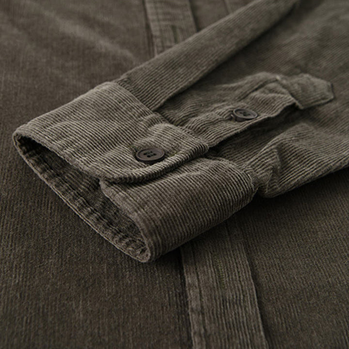 Buddha Stones Plain Button Down Cotton Corduroy Men's Long Sleeve Jacket - image 20