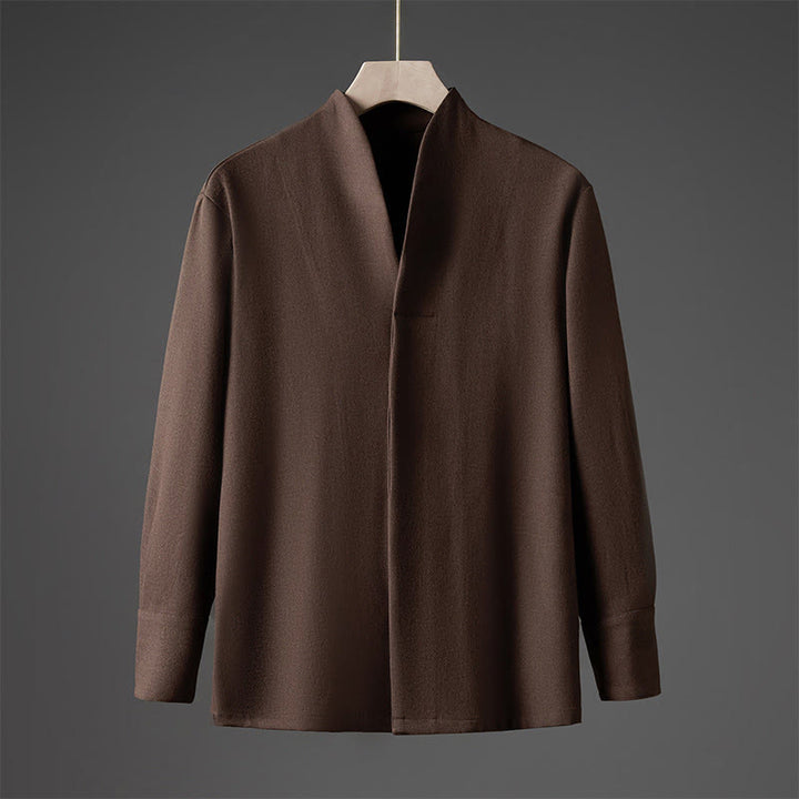 Buddha Stones Solid Fall Long Sleeve Hidden Half Button Design Men's Shirts - Sienna - US/UK/AU46，EU56 (5XL) - image 15