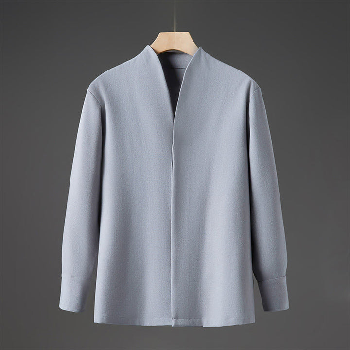 Buddha Stones Solid Fall Long Sleeve Hidden Half Button Design Men's Shirts - LightBlue - US/UK/AU46，EU56 (5XL) - image 13