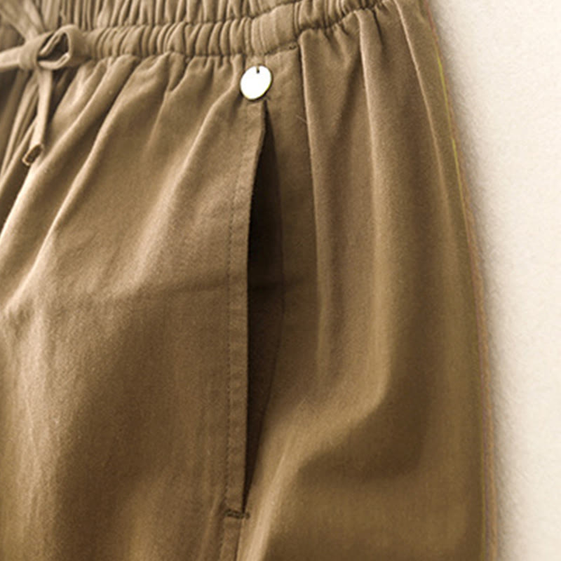Buddha Stones Plain 7-8 Length Women's Harem Cotton Pants With Pockets - image 2