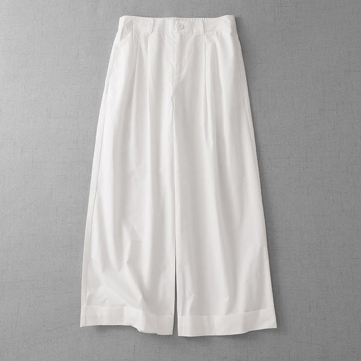 Buddha Stones Casual Plain Polyester Women's 7-8 Length Wide Leg Pants With Pockets - Snow - US14，UK/AU18，EU46 (2XL) - image 7