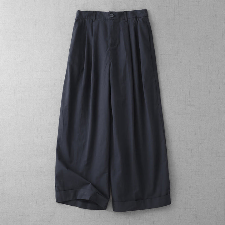 Buddha Stones Casual Plain Polyester Women's 7-8 Length Wide Leg Pants With Pockets - MidnightBlue - US14，UK/AU18，EU46 (2XL) - image 12