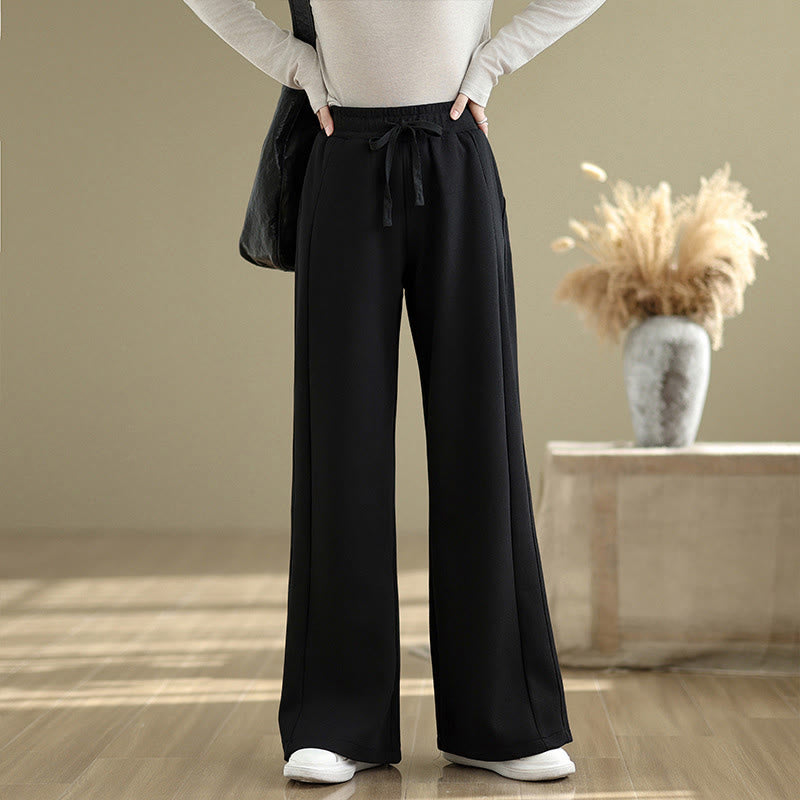 Buddha Stones Casual Plain Cotton Women's Wide Leg Pants With Pockets - Black - US8-10，UK/AU12-14，EU40-42 (2XL) - image 10