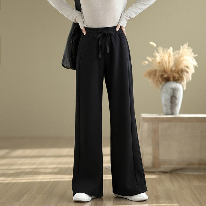 Buddha Stones Casual Plain Cotton Women's Wide Leg Pants With Pockets - Black - US8-10，UK/AU12-14，EU40-42 (2XL) - image 10