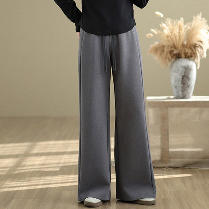 Buddha Stones Casual Plain Cotton Women's Wide Leg Pants With Pockets - DimGray - US8-10，UK/AU12-14，EU40-42 (2XL) - image 16