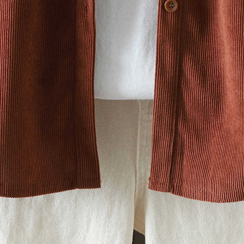 Buddha Stones Corduroy Women's Cotton Long Sleeve Jacket With Pockets - image 8