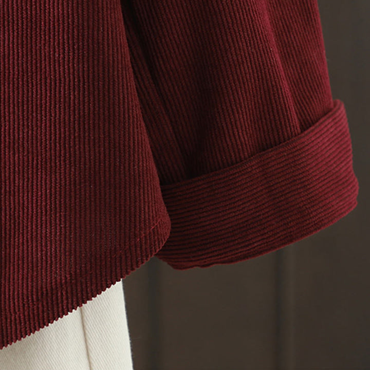 Buddha Stones Corduroy Women's Cotton Long Sleeve Jacket With Pockets - image 15