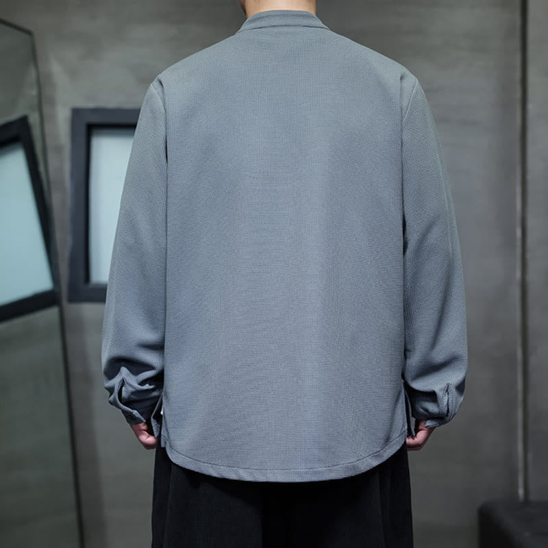 Buddha Stones Frog-Button Swallow Embroidery Stand Collar Long Sleeve Tang Suit Men's Shirt - image 16