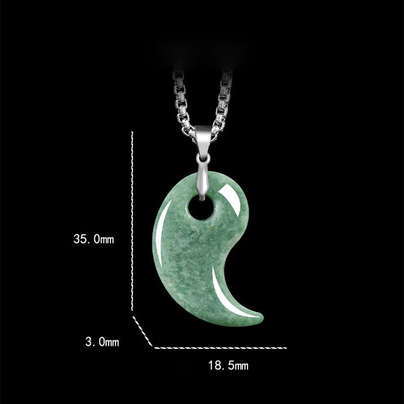Buddha Stones Teardrop Design Jade Titanium Steel Chain Necklace Luck Pendant - image 2