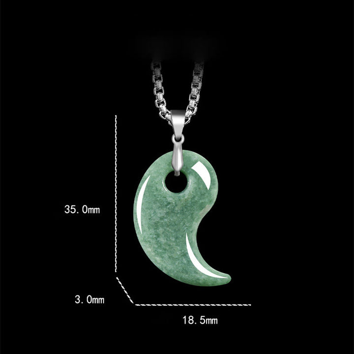 Buddha Stones Teardrop Design Jade Titanium Steel Chain Necklace Luck Pendant - image 2