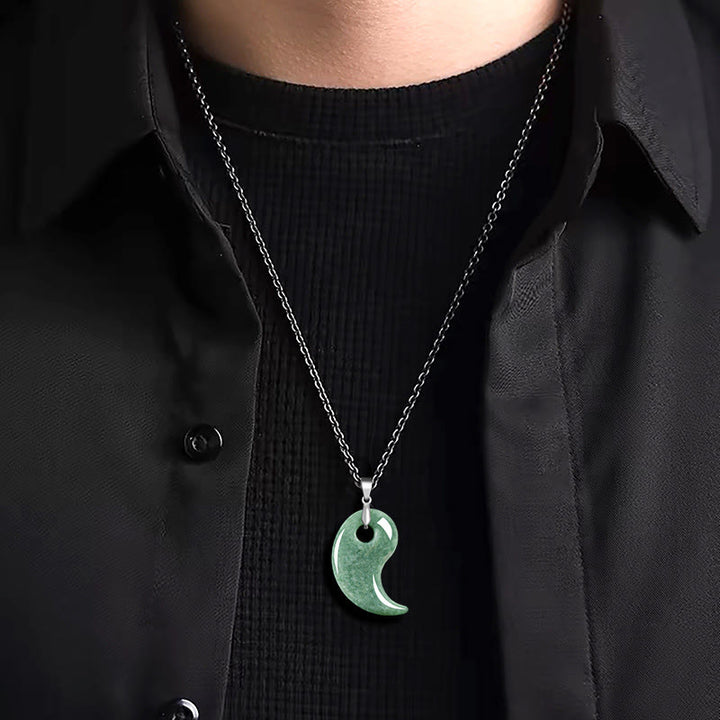 Buddha Stones Teardrop Design Jade Titanium Steel Chain Necklace Luck Pendant - image 3