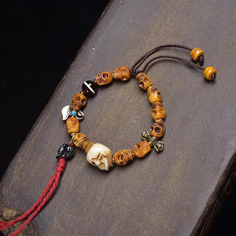 Buddha Stones Tibet Bone Beads Coconut Shell The Lord of the Corpse Forest Happiness Bracelet - Skulls(Wrist Circumference: 16-17cm) - image 5