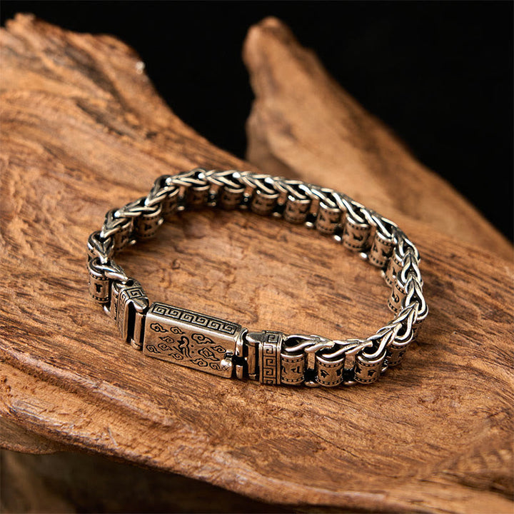 Buddha Stones Tibetan Auspicious Clouds Copper Om Mani Padme Hum Peace Metal Bracelet - 20cm - image 0